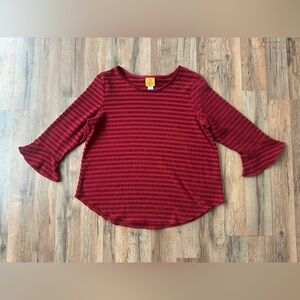 Ruby Rd. Burgundy Textured Top 3/4 Sleeve